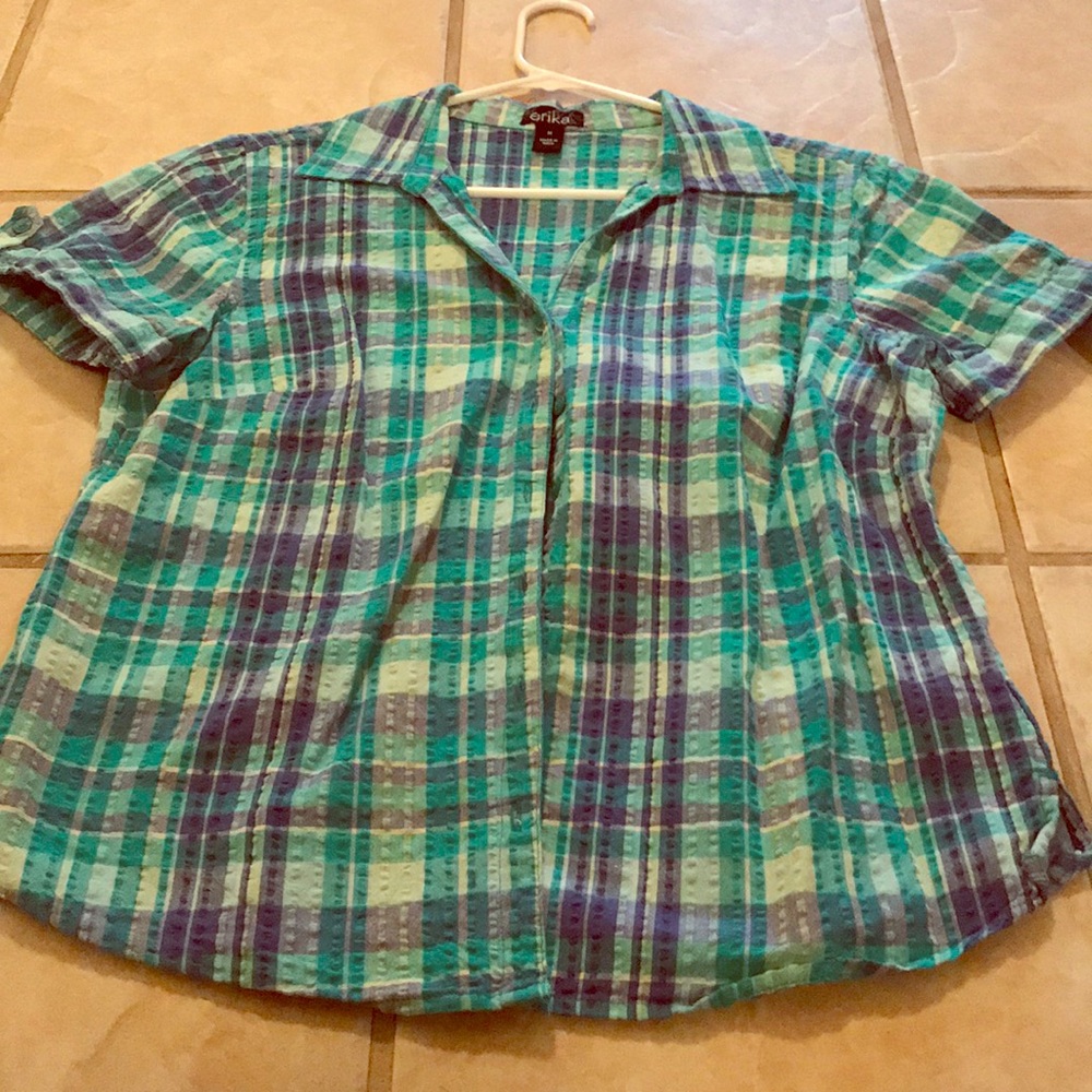 Turquoise plaid shirt